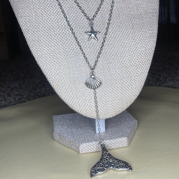 Jewelry - Silver-Tone Layered Ocean Charm Necklace